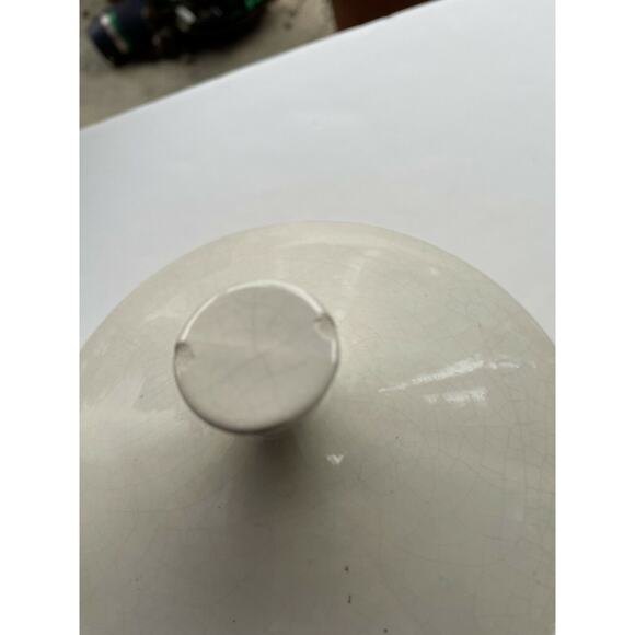 vtg covered dish calif pottery yellow white top SC3 mcm Calif USA mark on bottom - Picture 9 of 11